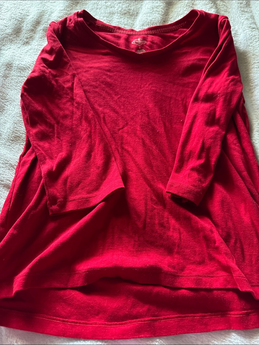 St. John's Bay Bright Red Scoop Neck Long Sleeve Top